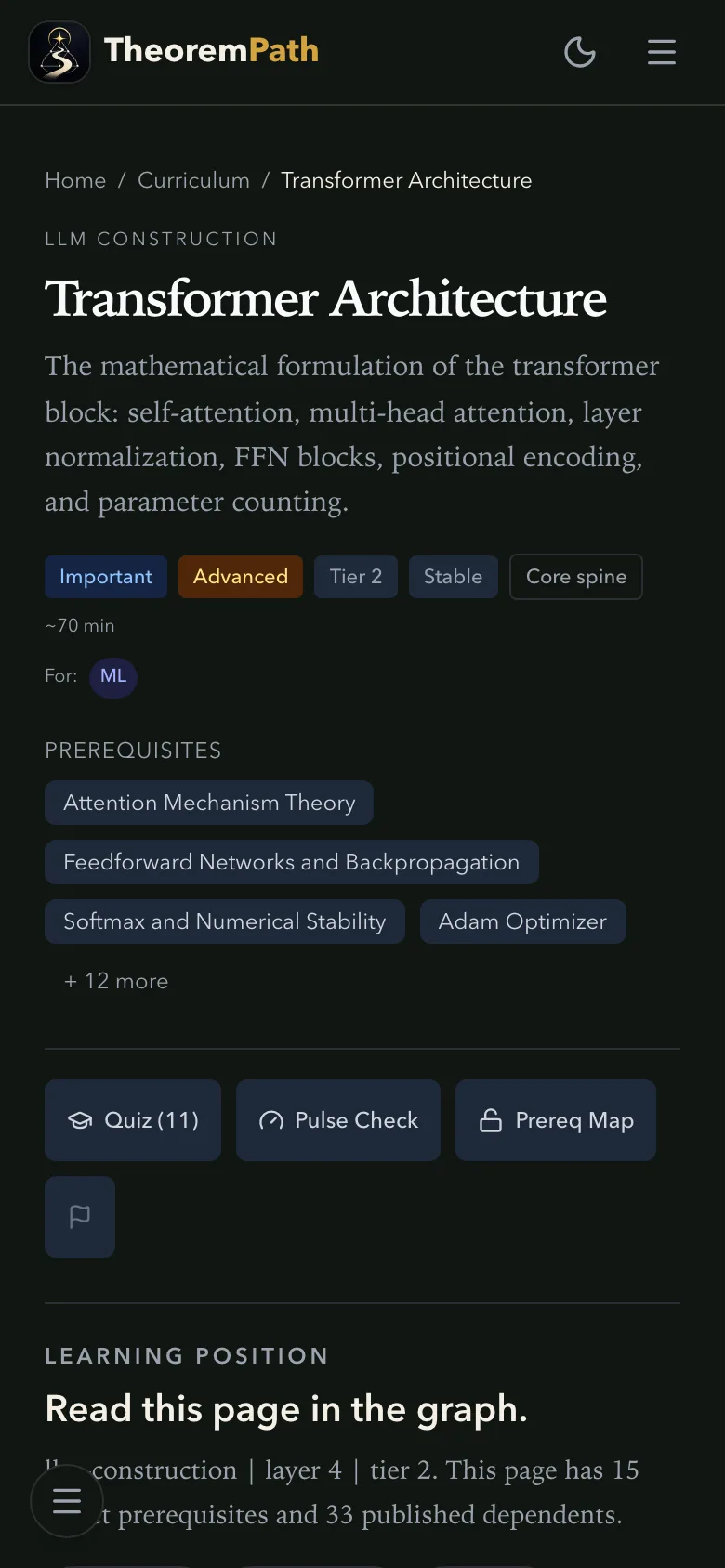 Flagship ML topic: transformer architecture (Mobile 390x844): A second flagship ML topic can support the short-form and screenshot set.